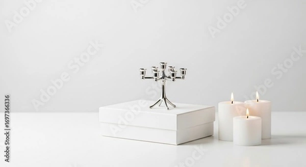 Fototapeta Elegant Candelabra and Glowing Candles Set a Warm, Inviting Ambiance