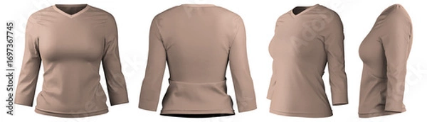 Fototapeta Long sleeve t-shirt in soft neutral tones crafted with 3D modeling