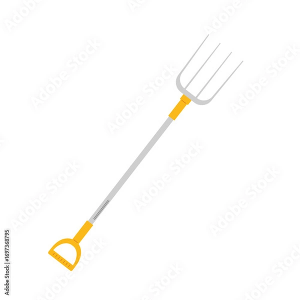 Fototapeta Garden tool used for tilling soil during spring planting season in a backyard setting