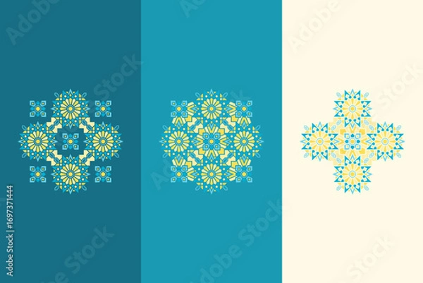 Fototapeta Set of Islamic geometric mandala patterns. Vector ornament for Ramadan and Eid decoration
