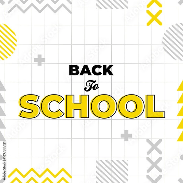 Fototapeta back to school greeting card with geometric background