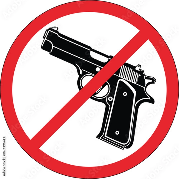 Fototapeta No Guns Allowed Prohibited Weapon Safety Symbol in Red Circle for Prevention and Public Safety Initiatives Illustration Design
