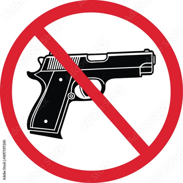 Fototapeta No Guns Allowed Symbol Illustration Safety and Restriction Signage for Secure Environments and Public Spaces Promoting Peace and Security