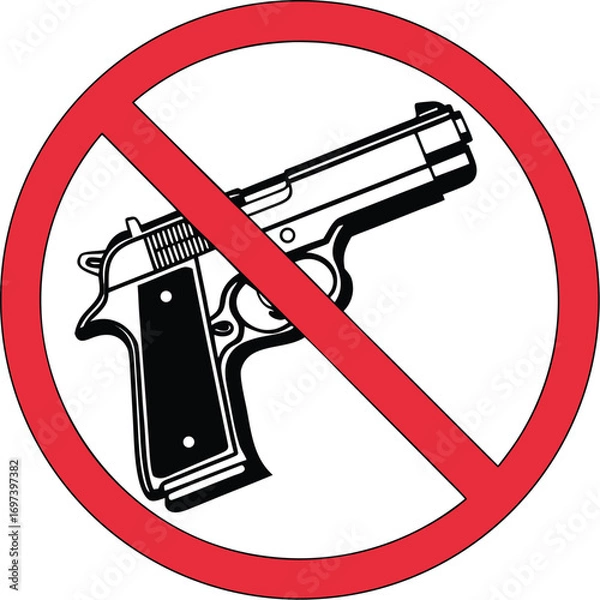 Fototapeta No Guns Allowed Symbol Representing Gun Control and Safety Regulations Ensuring Public Security and a Weapon Free Environment