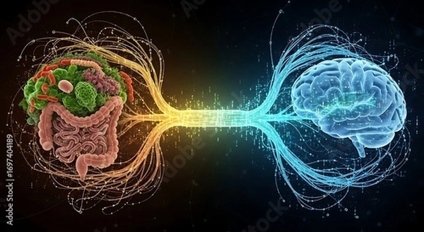 Obraz Brain gut connection neural network communication science art