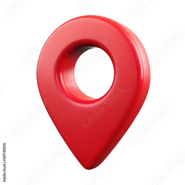 Fototapeta A glossy red 3d map pin icon, symbolizing location and navigation, isolated on a clean transparent background
