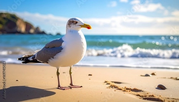 Fototapeta Seagull on sandy beach