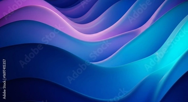 Fototapeta Dynamic Abstract Waves in Vibrant Blue and Purple Colors for Modern Design