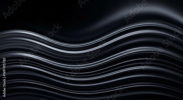 Fototapeta Elegant Abstract Black Waves Create a Modern, Stylish Background Design