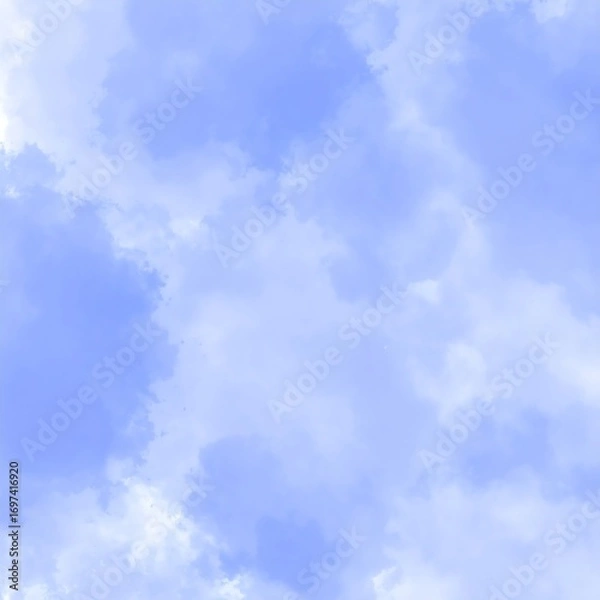 Fototapeta Light blue sky with scattered, soft white clouds