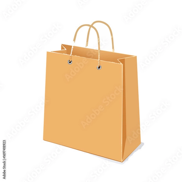 Fototapeta Paper shopping bag with handles vector isolated on white background