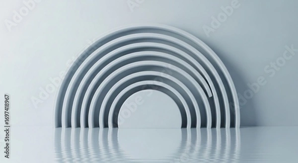 Fototapeta Modern Minimalist Architecture Design with Reflection and Clean Aesthetic Appeal