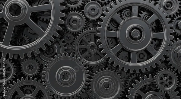 Fototapeta Intricate Mechanical Gears Interlocked Representing Industry, Technology, and Progress