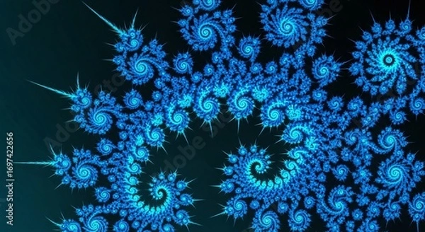Fototapeta Mesmerizing Blue Fractal Patterns Against Dark Background for Stunning Visuals