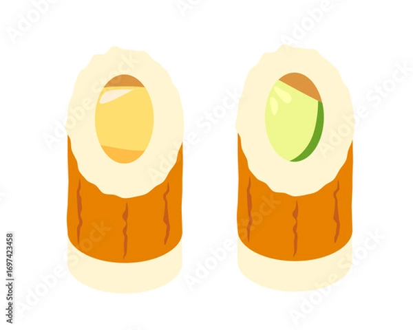 Obraz チーズとキュウリを詰めたちくわのイラスト