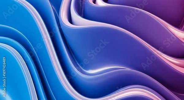 Fototapeta Dynamic Abstract Waves in Vibrant Blue and Purple with Elegant Gradient Design