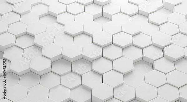 Fototapeta Modern 3D White Hexagon Pattern Background for Design, Technology and Data