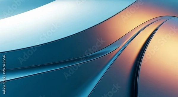 Fototapeta Abstract Metallic Curves in Vibrant Teal and Gold Creating Modern Design