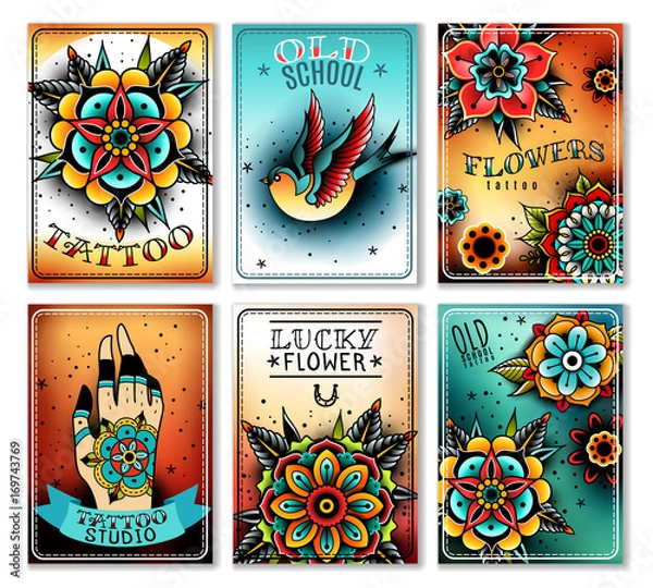 Obraz Old school tattoo cards