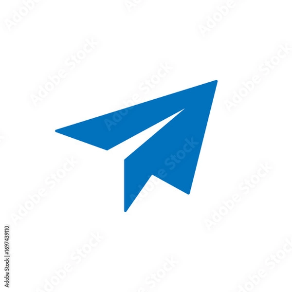 Fototapeta Blue paper plane icon for a travel, communication, or startup logo template