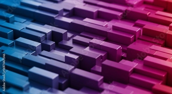 Fototapeta Abstract Geometric 3D Cubes in Vibrant Gradient Color for Modern Design