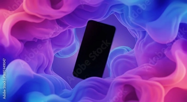 Fototapeta Smartphone display mockup colorful abstract background