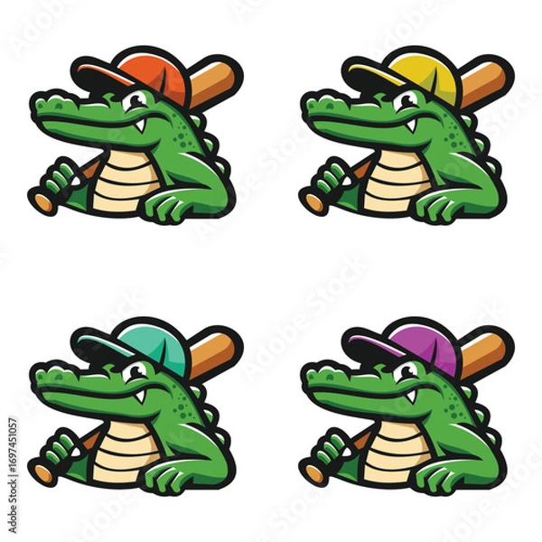 Fototapeta Baseball Crocodile Character Mascot Vector
