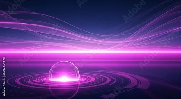 Fototapeta Futuristic Abstract Design With Glowing Orb and Digital Energy Flow