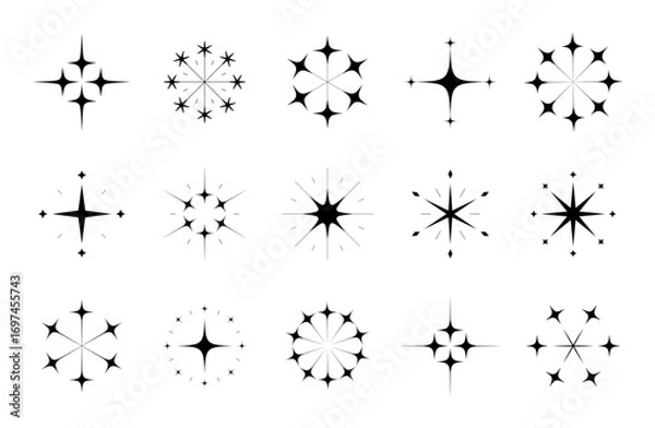 Fototapeta 光　雪の結晶　光線　ファンタジー　星　イラスト　ベクター　複数　飾り　装飾　アクセント　幻想的