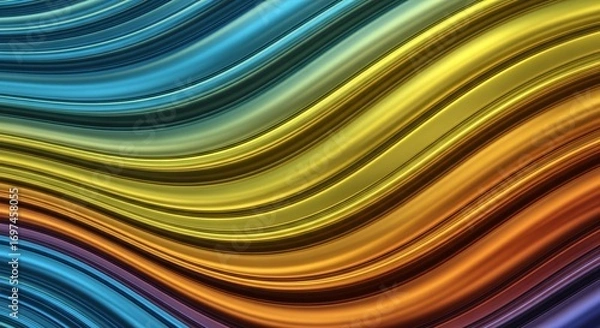 Fototapeta Vibrant Flowing Abstract Background With Dynamic Colors and Metallic Texture