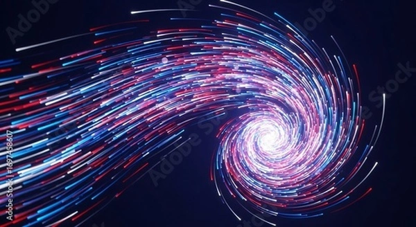 Fototapeta Dynamic Spiral of Vibrant Light Trails Creating a Futuristic Data Visualization