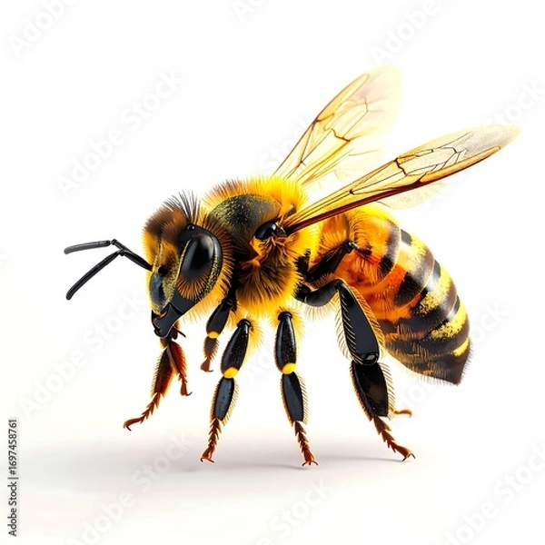 Fototapeta Detailed close-up of a honeybee