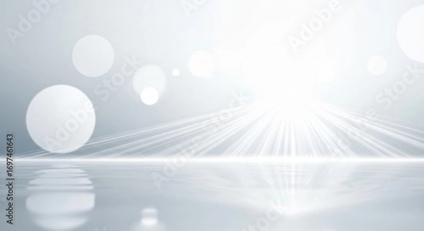 Fototapeta Abstract White Scene With Light Rays and Bokeh for Modern Digital Design
