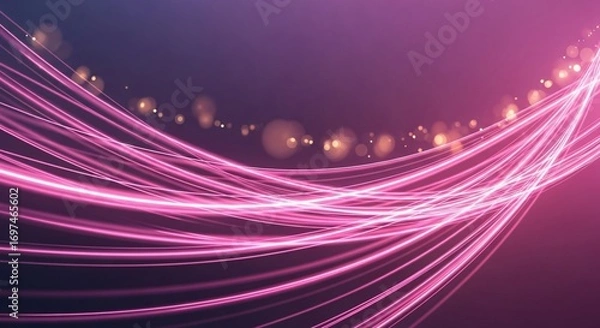 Fototapeta Dynamic Pink Light Streaks Flowing Across a Vibrant Abstract Purple Background