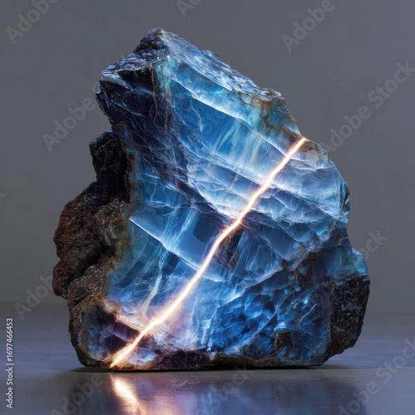 Fototapeta Stunning Natural Stone with Iridescent Blue and Black Coloration Showcasing Unique Texture and Intricacies of Geological Formation