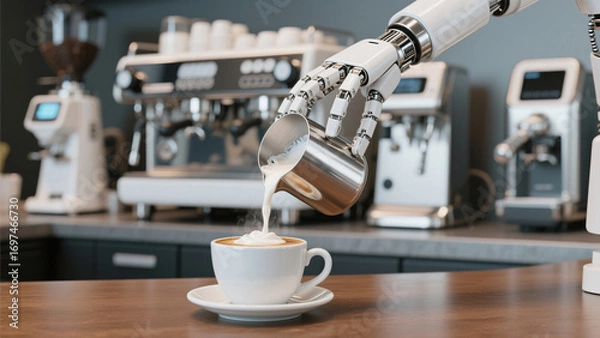 Fototapeta Robots intelligently prepare coffee