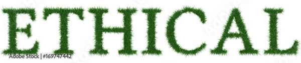 Fototapeta Ethical - 3D rendering fresh Grass letters isolated on whhite background.