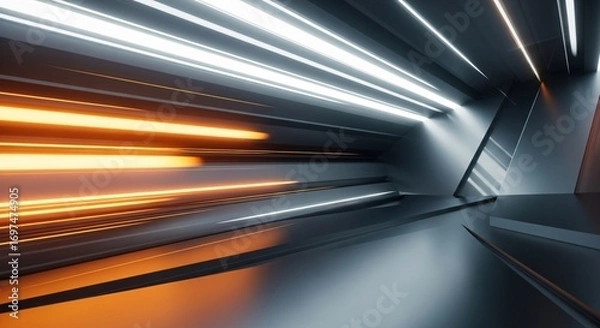 Fototapeta Futuristic Abstract Tunnel With Dynamic Lighting Perfect for Technology Concepts
