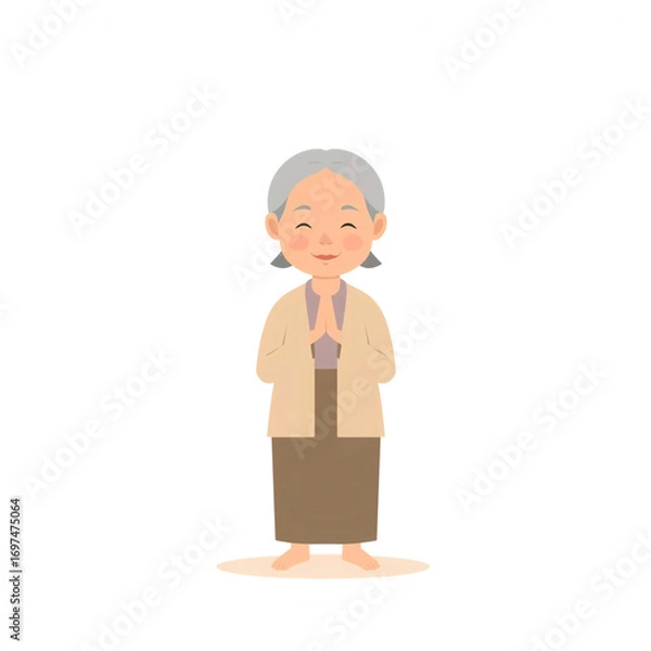 Obraz elderly person standing quietly in a prayer pose