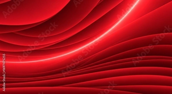 Fototapeta Dynamic Red Abstract Background With Flowing Lines and Radiant Light Design
