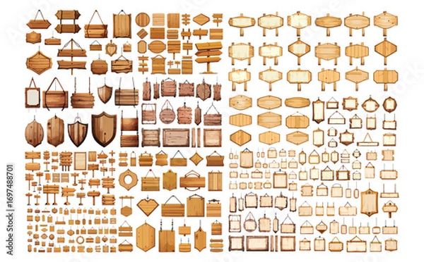 Fototapeta 木製看板ベクターイラストセット