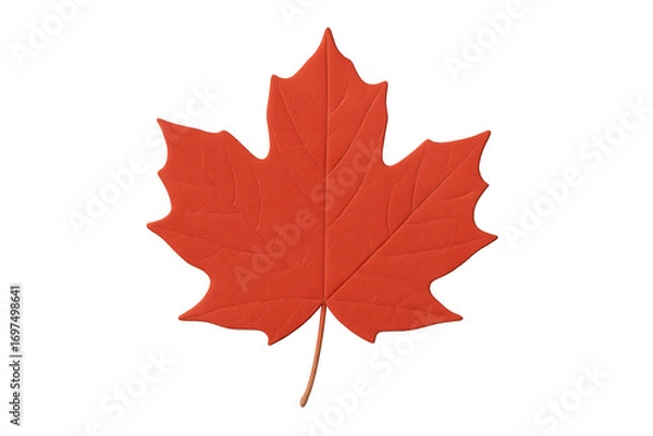 Fototapeta Red maple leaf isolated on transparent background, symbolizing canada, autumn, and nature's beauty