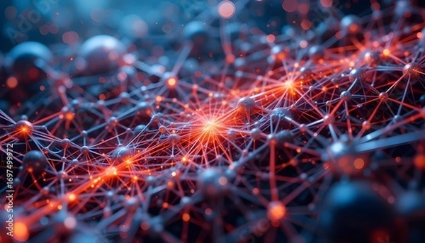 Fototapeta Futuristic Network Shape – Abstract 3D Rendering of Digital Connections and Modern Technology Design