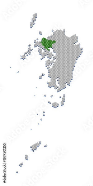 Fototapeta ハニカム構造状の佐賀県の地図
