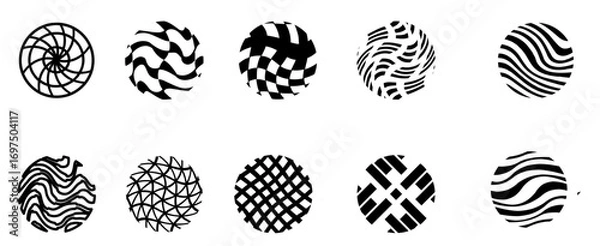 Fototapeta Circle patterned icons set. vector