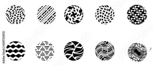 Fototapeta Circle patterned icons set. vector