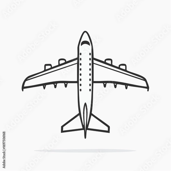 Fototapeta Minimal airplane vector, simple silhouette