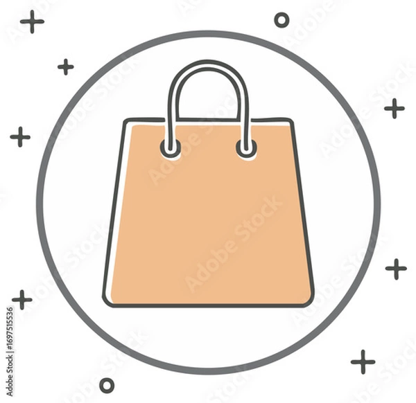 Fototapeta Shopping bag in trendy illustration, retail purchase in circle, flat design with modern elements and decorative sign.