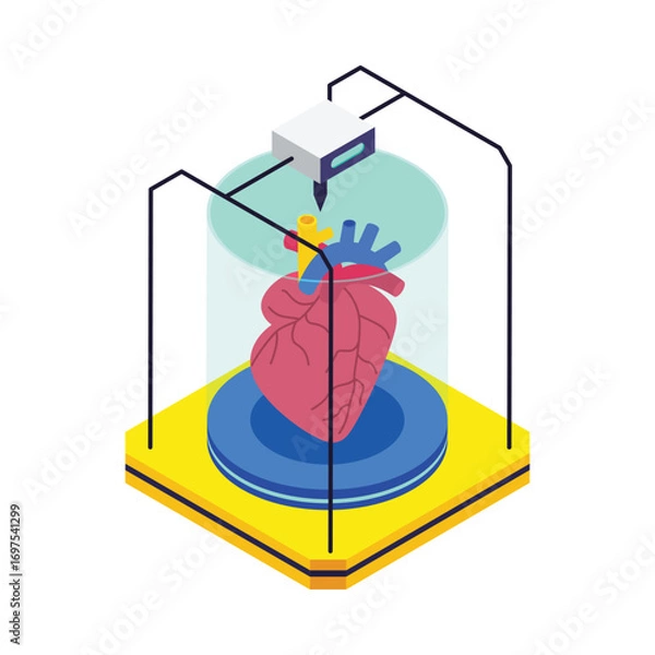 Fototapeta 3d Pritner Organs isometric vector illustration.