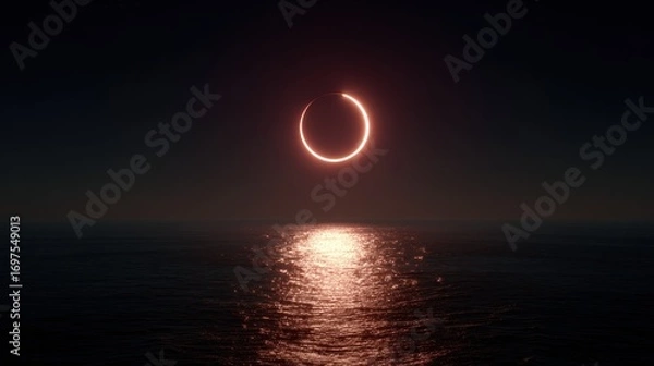 Fototapeta Solar eclipse over a calm ocean
